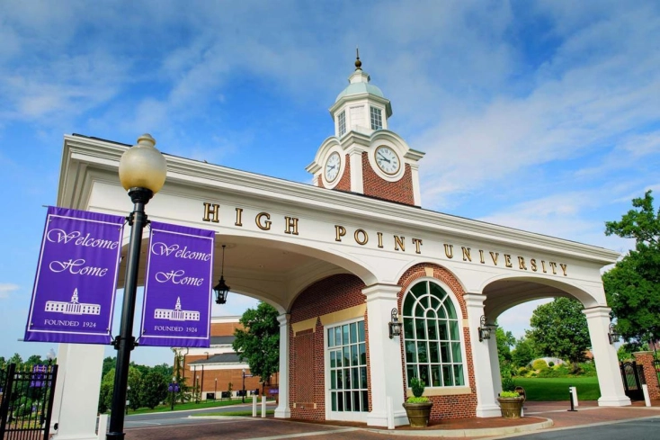 High Point University's front gates